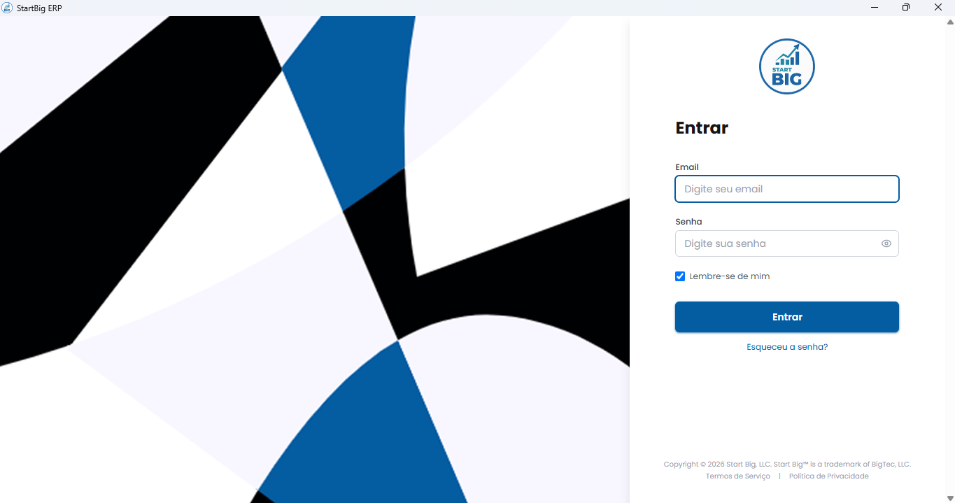 Tela de login do StartBIG ERP